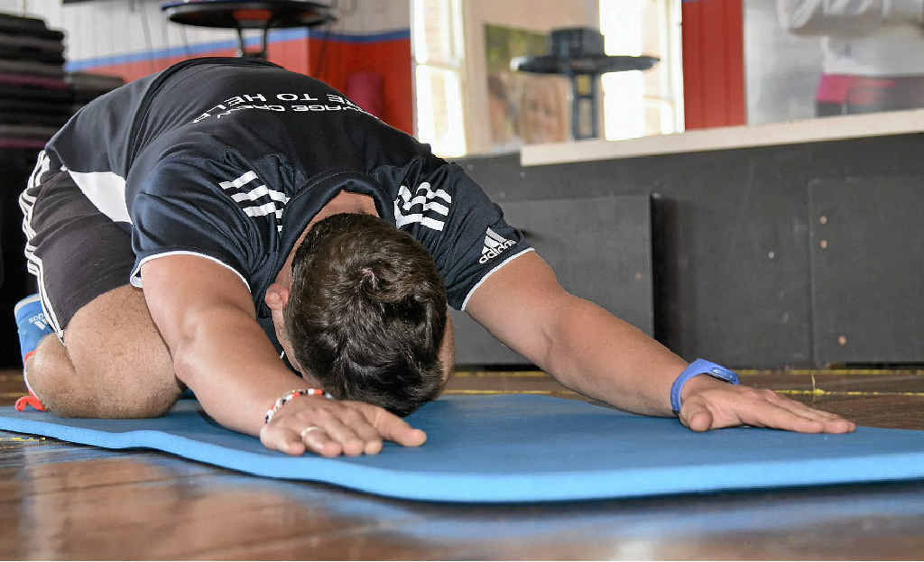 Jaron Cumerford shows the blokes that yoga isn’t just for the ladies. Jaron Cumerford shows the blokes that yoga isn’t just for the ladies.